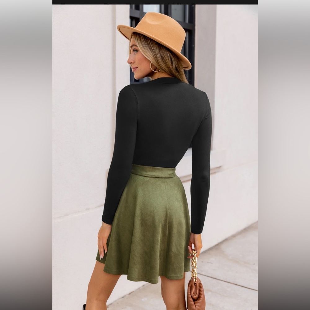 Cupshe NWT Evergreen Days Two Tone Women's Olive Green Tie-Waist Midi Dress - Picture 3 of 10